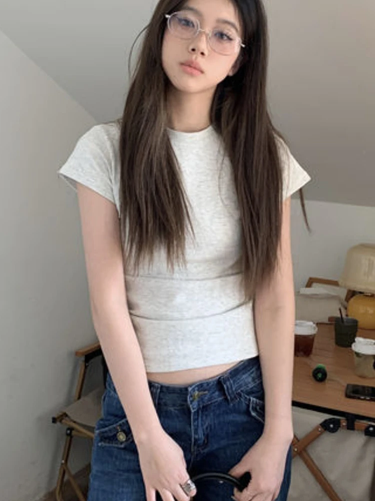 T-shirts Women Casual Vintage Summer New Hotsweet Female Korean Style Minimalist All-match Tops O-neck Prevalent Streetwear Ins
