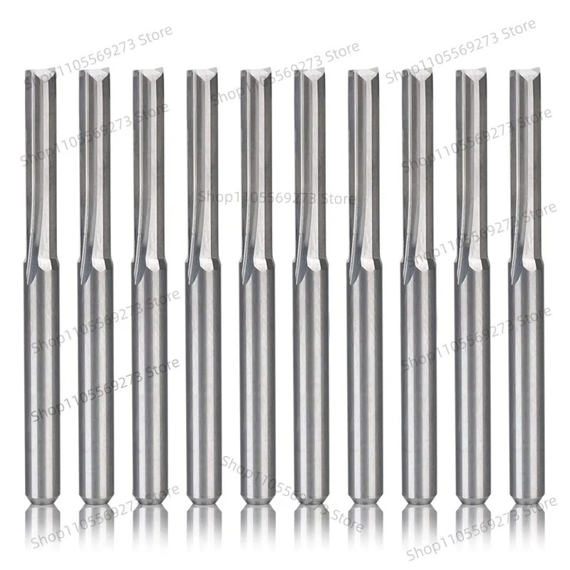 10Pcs 2 Flute CNC Router Bits 3.175mm Straight Slot Tungsten Steel Milling Cutter For Wood Plastic