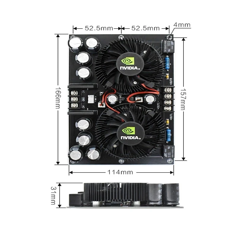 High Power TDA7293 With Fan 2*100W Two-Channel Stereo Audio Amplifier Board