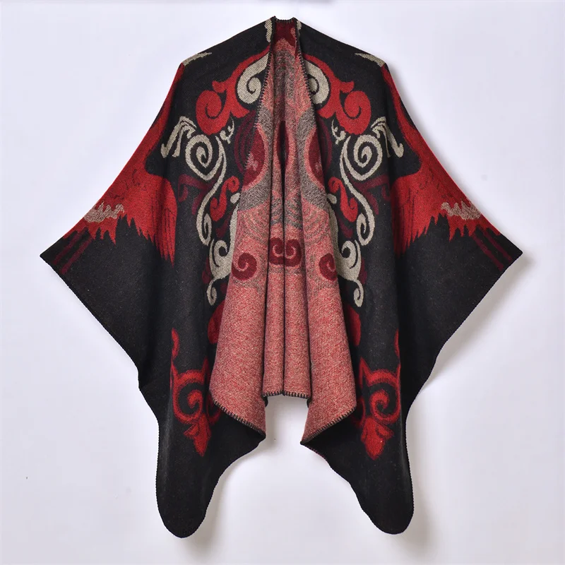 

Luxury Cashmere Poncho Women Man Foulard Jacquard Scarf Warm Shawl Cape Pashmina Travel Female Warm Shawl Blanket Stole Cloak