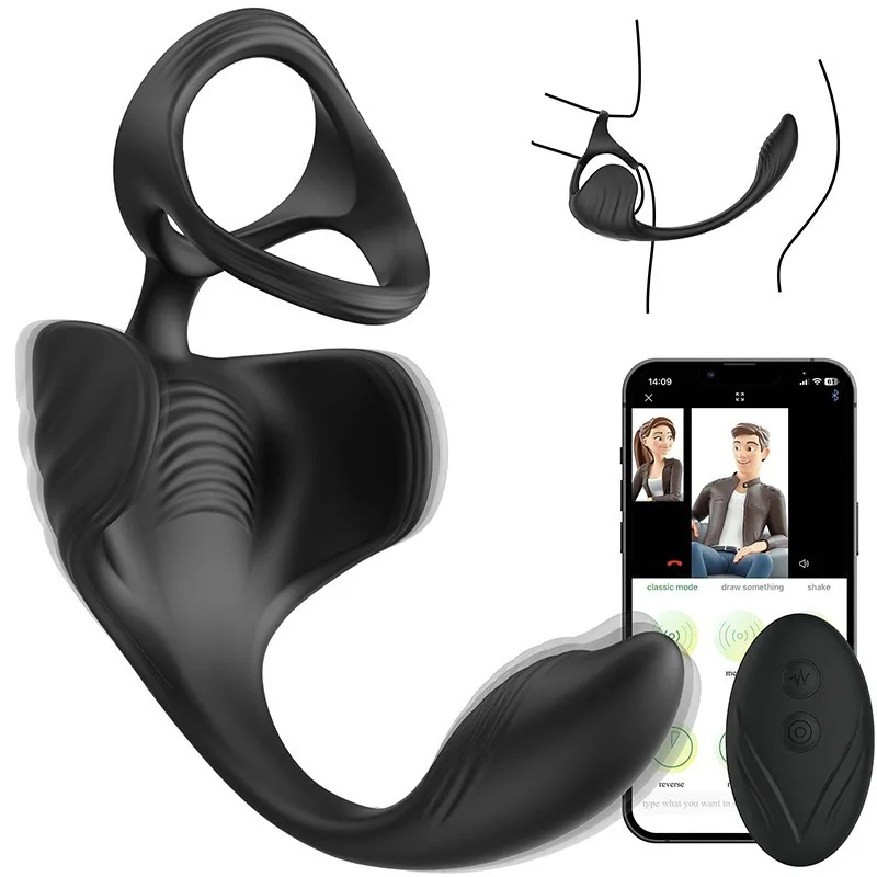 

APP Wireless Remote Control Prostate Massager Male Anal Plug Backyard Stimulation Vibration Testicular Spermatic Ring