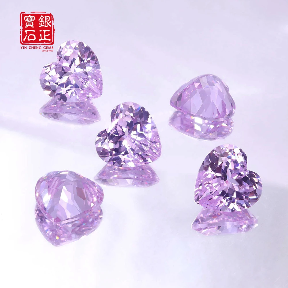 Lab Grown Kunzite Synthetic Heart Shape Loose Purple Yttrium Aluminium Cultivate YAG Beads For Making Jewelry Stone Necklace 3