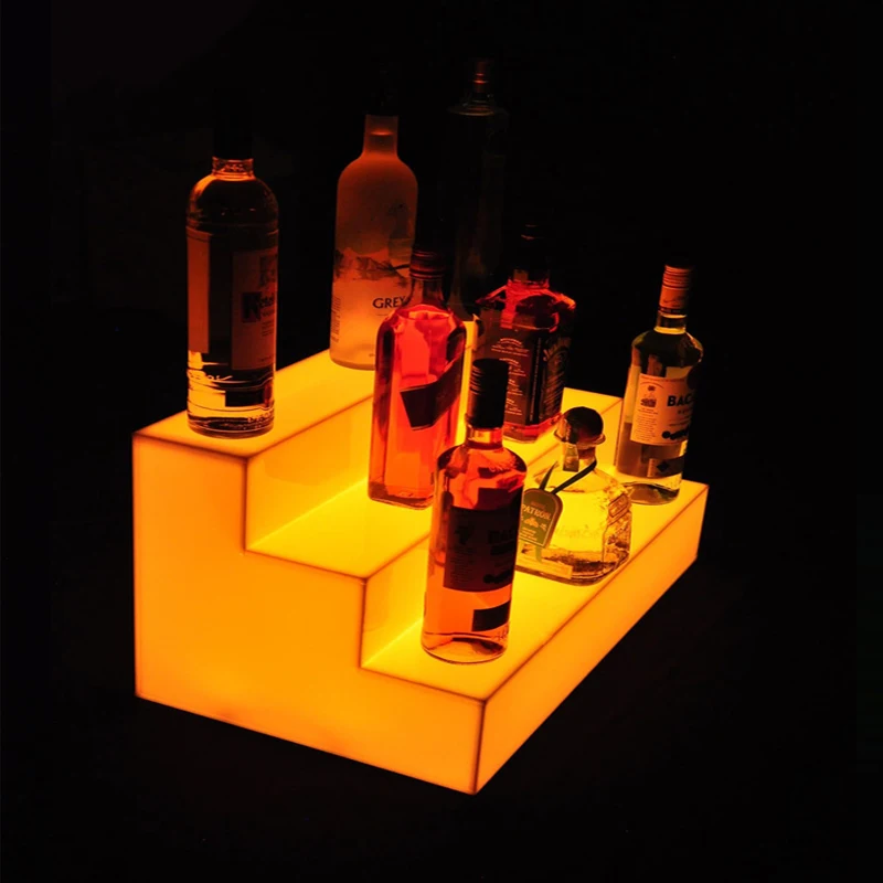 

Factory Customized 3 Tier Acrylic Led Wine Display Stand Liquor Bottle Display Beer Whisky Bottle Glorifier Stand