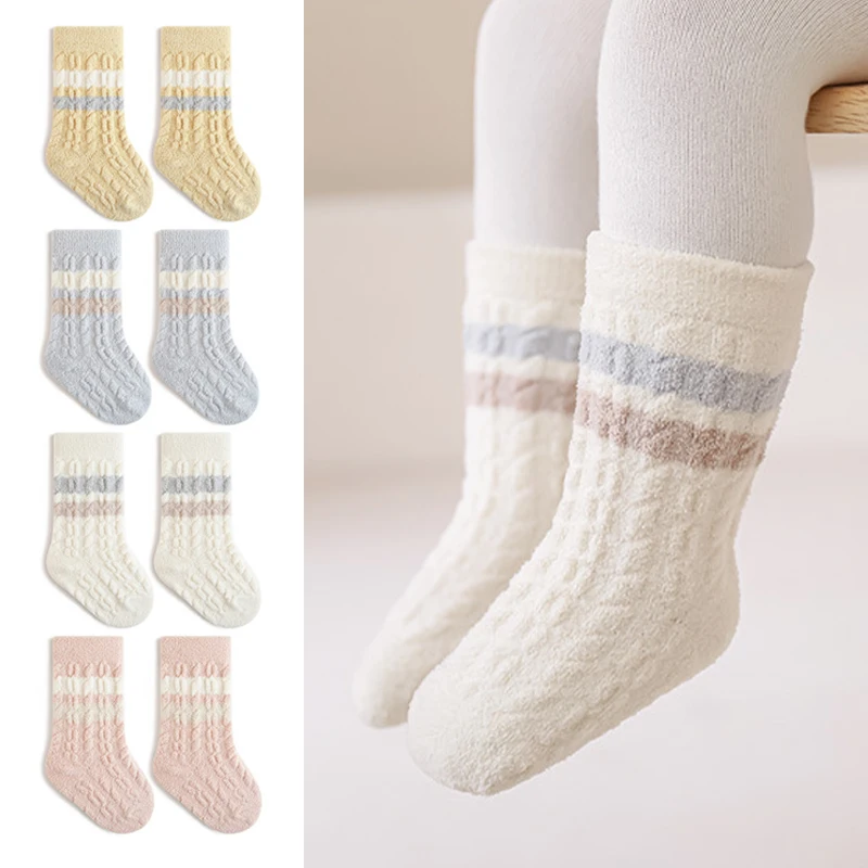 

Baby Socks Winter Thick Newborn Socks Coral Velvet Infants Mid Tube Socks Children Socks For Boys And Girls