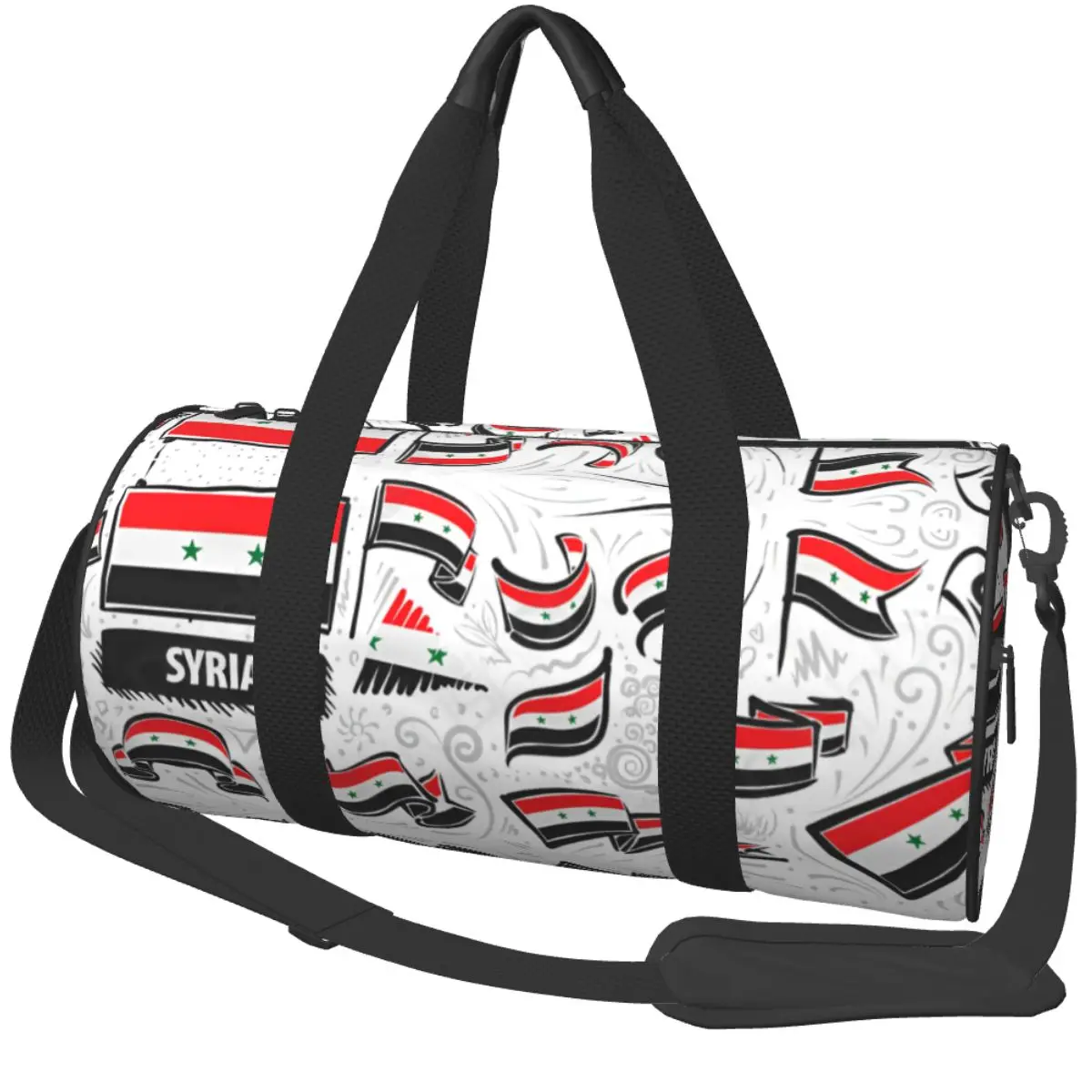 

Gym Bag Syria Flag Map Sports Bag with Shoes Men Oxford Design Handbag Vintage Training Fitness Bag