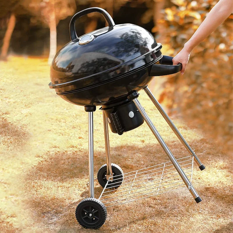 Household Outdoor Barbecue Stove Portable Grill 18.5 Inch Apple Charcoal Push-Pull Barbecue Stove Efficient