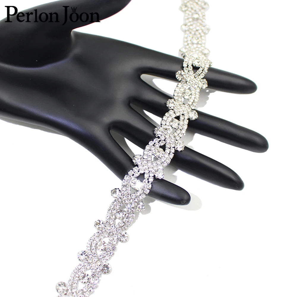 Cross Shape Round Diamond Rhinestone Trim Chain Silver Crystal Soldered Chain Decoration Wedding Dress Craft Accessories ML215