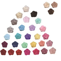 15MM Mini Satin Ribbon Roses Mini Fabric Flowers Crafts Small Rosettes Mini Flower DIY Sewing Crafts Appliques Gift Decoration