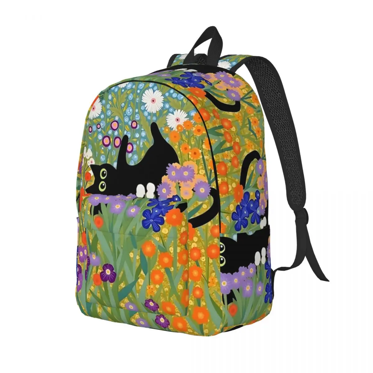 

Gustav Klimt Black Cat In Flower Garden Backpack School Bag Hiking Travel Daypack for Boys Girls Fashion Bookbag Shoulder Bags