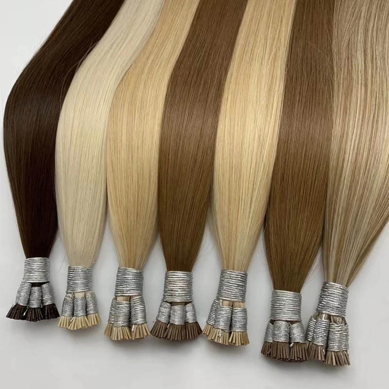 Straight I Tip Hair Extensions Natural Real Human Fusion Hair Extensions 50pcs/ Set Keratin Capsule Brown Blonde Color 18-30inch