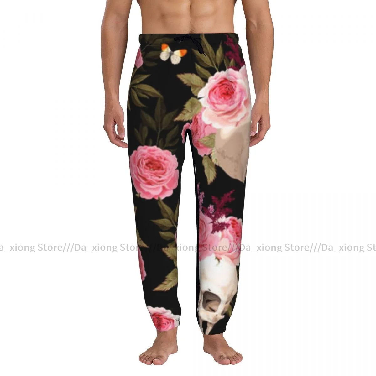 Men Pants Skulls And Roses Male Trousers Fitness Sweatpants Streetwear