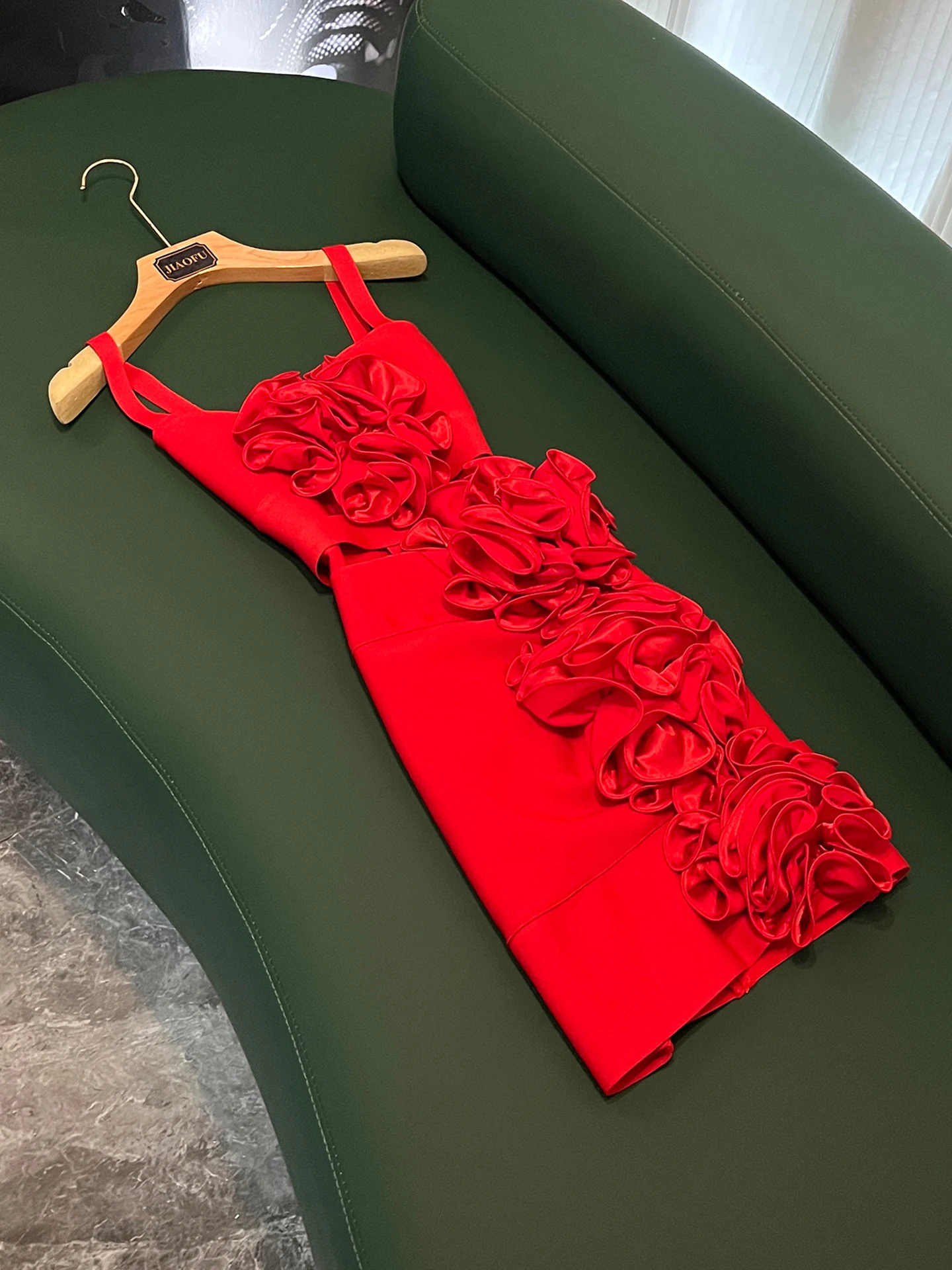 

Sexy Strapl Wrap Dr with 3D Flower Decoration High Waist Birthday Par Dr Luxury Lightweight New Arrival OK229