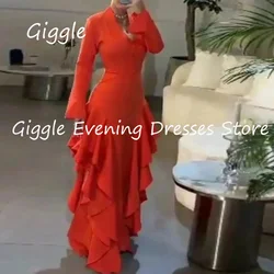 Giggle Satin A-line V-neck Ruffle Popular Arab Elegant Prom Gown Saudi Floor Length Evening Party Dresses for Women 2023