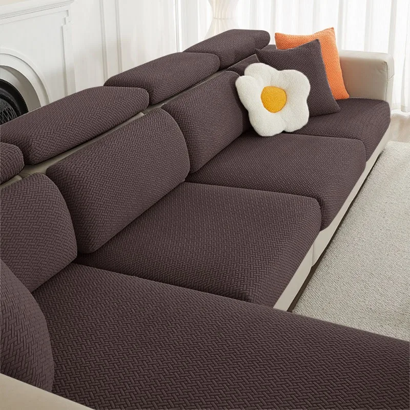 Jacquard bankhoes effen elastische bankkussenhoes woonkamer wasbaar spandex bankzit hoes chaise lounge huis huisdieren