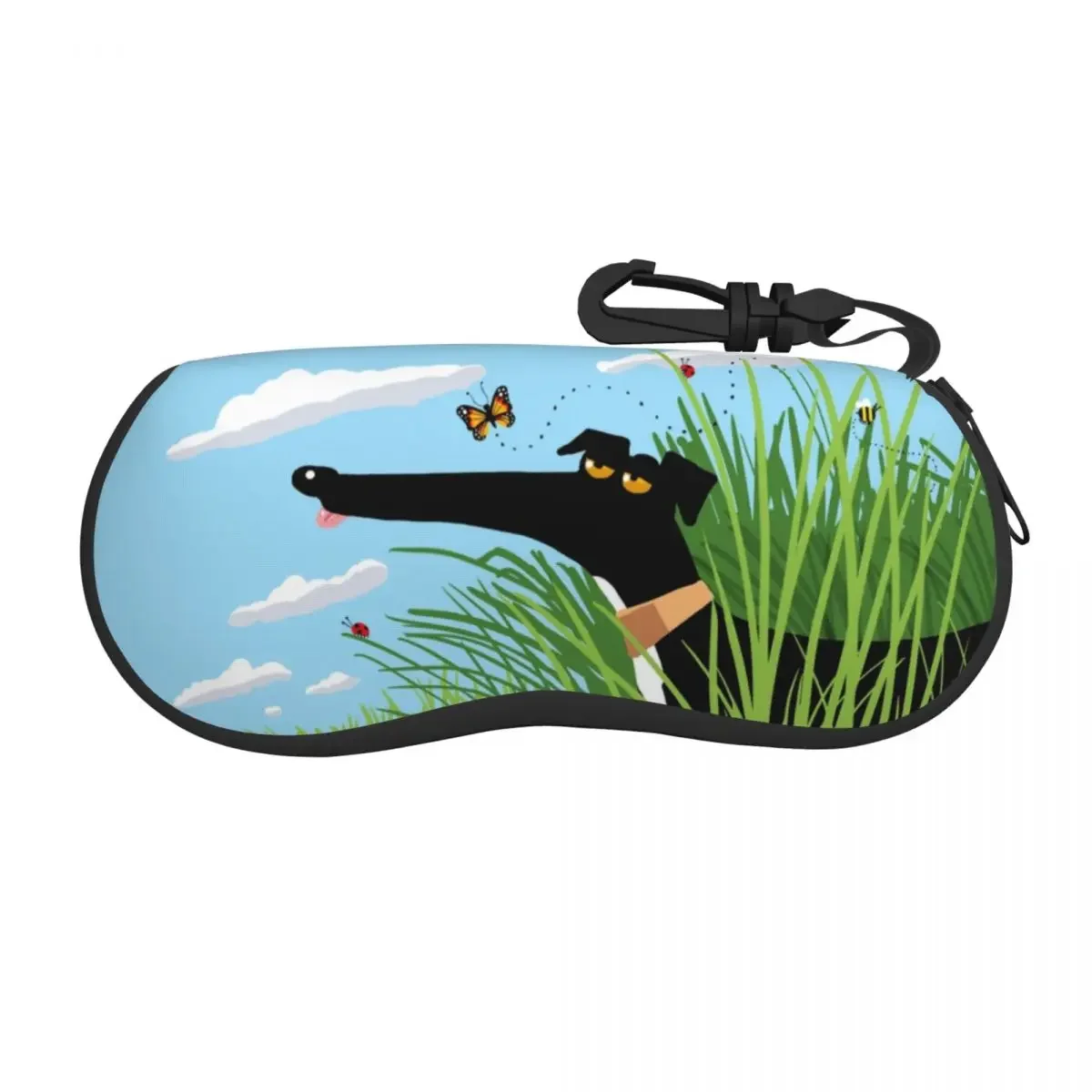 Greyhound Whippet Dog Eyeglass Glasses Case Women Men Soft Cartoon Sighthound Pattern Sunglasses Protective Bag