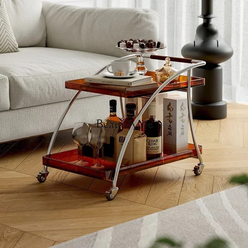 Acrílico Zhonggu Trolley Sofá Mesa auxiliar Mesa de esquina Sala de estar móvil Mesita de noche para apartamento pequeño