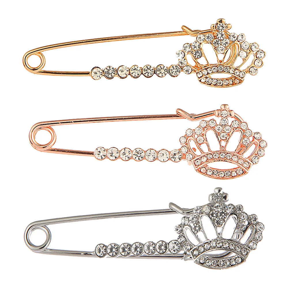 

3Pcs Brooch Accessories Women Rhinestones Dress Elegant Alloy Durable Practical Christmas Party Wedding Banquet Events Daily Use