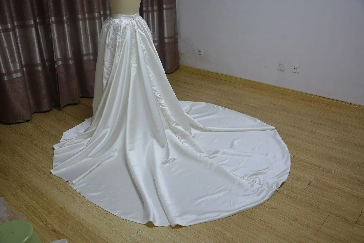 Jupe Longue en Satin avec Appliques pour Robe de Mariée, 200cm, avec Poignées Amovibles, Accessoires de Mariage, Taille Personnalisée