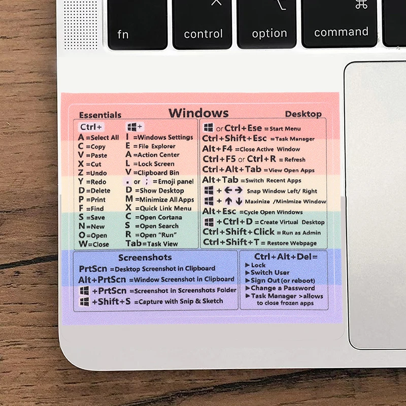 Windows PC Reference Keyboard Shortcut Sticker Adhesive for PC Laptop Desktop Rainbow Cheat Sheet Sticker