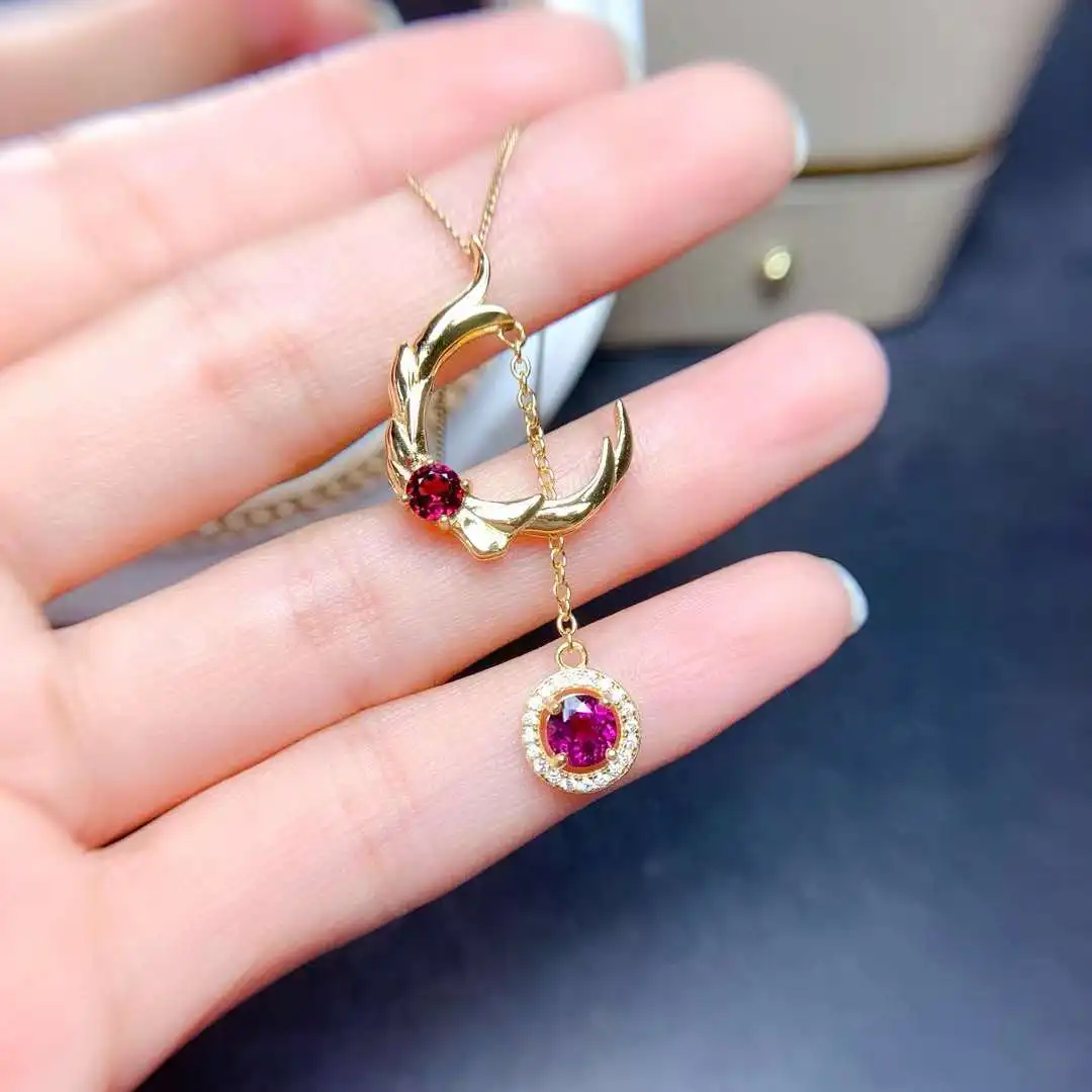 

Fashion New Garnet Pendant Natural Real Garnet High Quality 925 Sterling Silver Women pendant