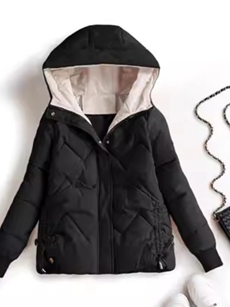 2025 Cappotti invernali da donna Cappotto da giacca basic alla moda confortevole Cappotto da donna Parka lungo casual con cappuccio invernale in piumino di cotone da donna