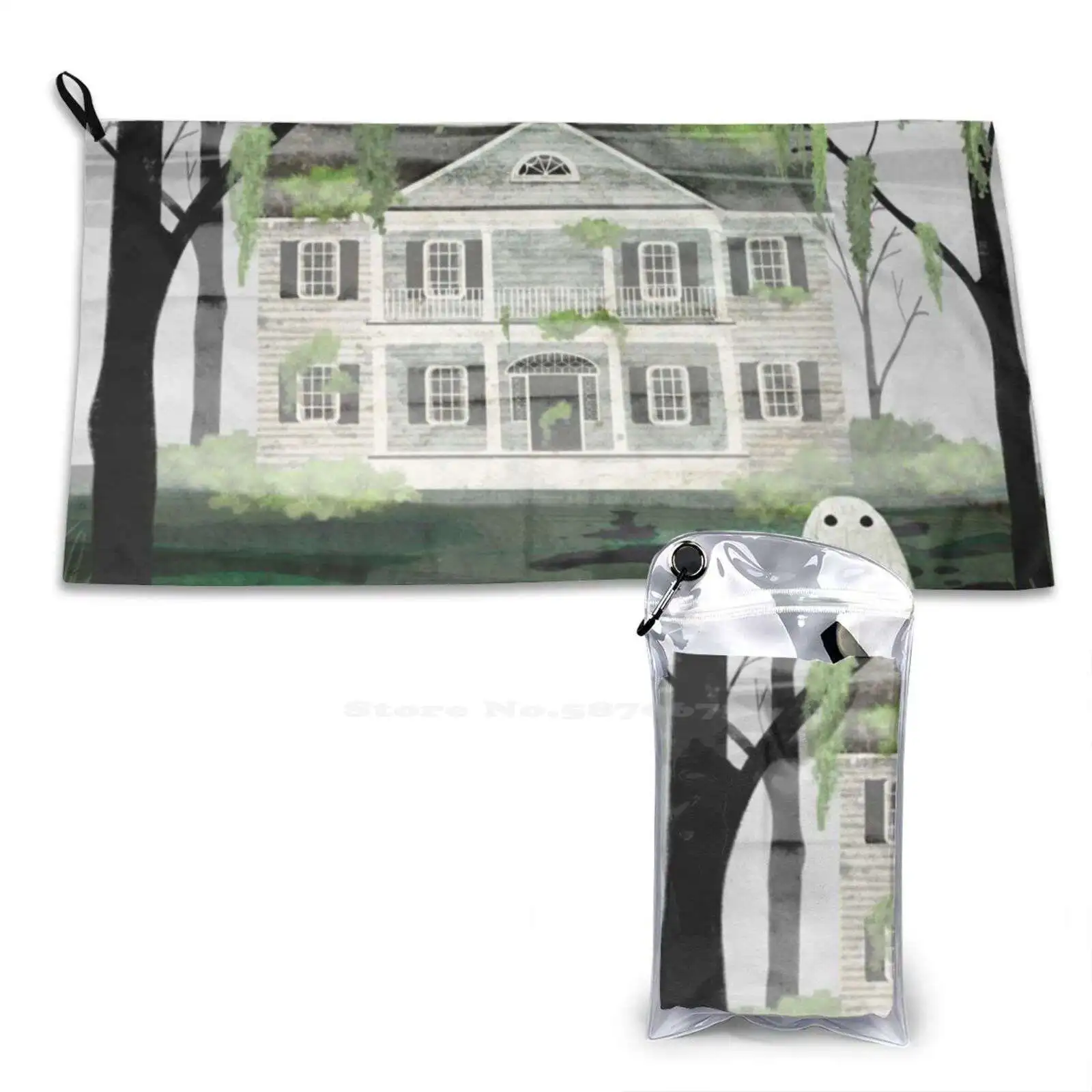 Walter'S House Sport Towels Outdoor Hiking Cycling Swimming Ghost Spooky Halloween Walter Character Haunted House Swamp Mist