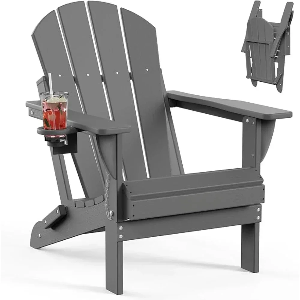 Folding Chairs  Weather Resistant, Patio Firepit Chairs, Sturdy Outside Chairs, Lawn Chairs, 15min Assembly 380lb Grey