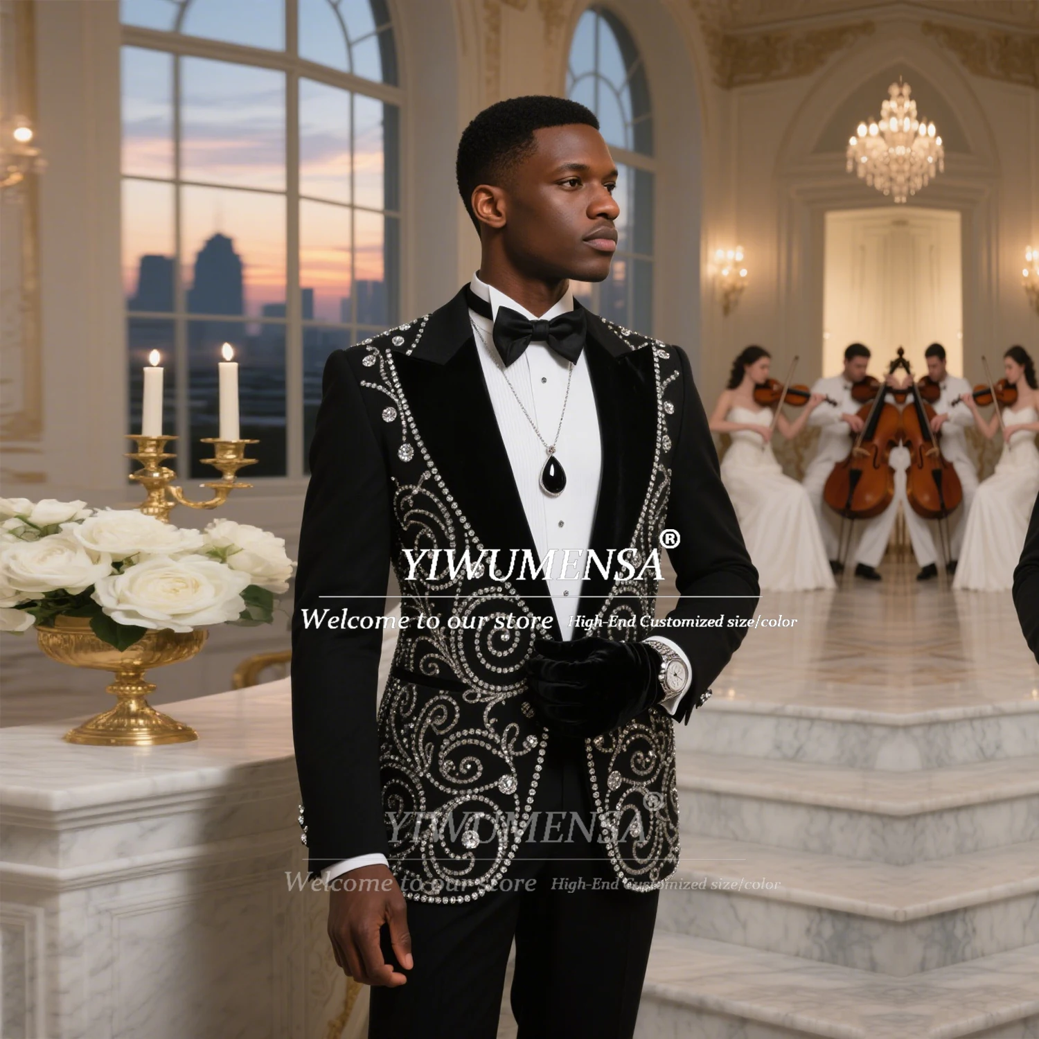 

Metallic Jewelry Stones Man Suits For Wedding Single Breasted Prom Tuxedos Customized 2 Pieces Man Banquet Party Dresses 2025