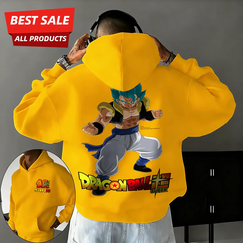 

Новая толстовка унисекс из 100% хлопка с принтом аниме «Драконий шар», к 40-летию, с изображением Вуконга и Супер Сайян, осенне-зимняя коллекция 2026 года, увеличенный размер, повседневная