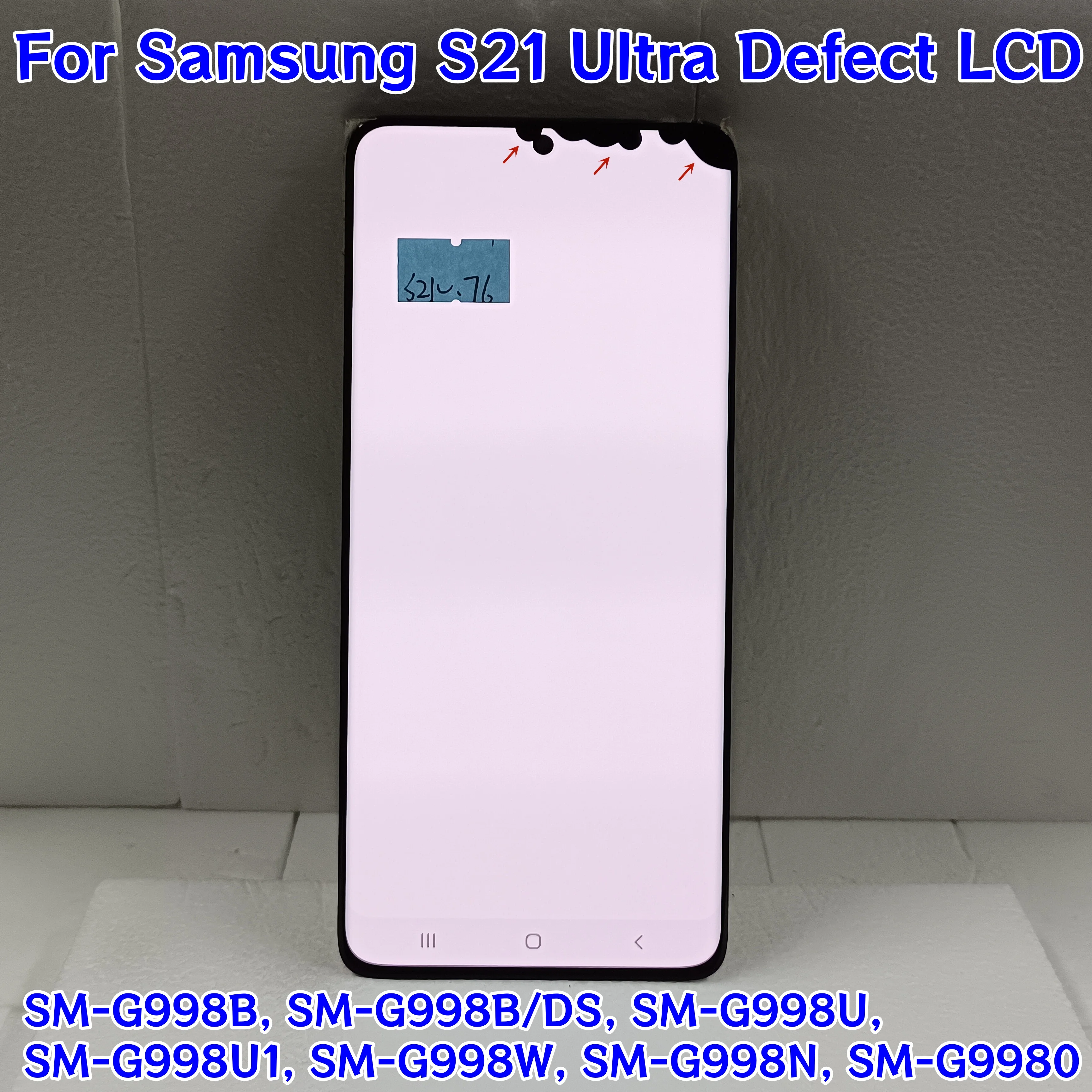 100% Work AMOLED For Samsung Galaxy S21 Ultra 5G G998 G998B LCD Display Touch Screen 6.8'' S21ultra NO Frame Assembly With Dot