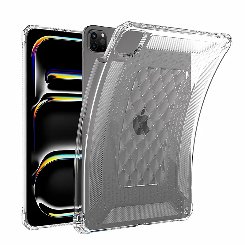 Clear TPU Case for iPad Air 13 & Pro 13 Pro 12.9 2018-2022 With Pen Slot Cooling & Anti-Slip Design Transparent Protective Cover