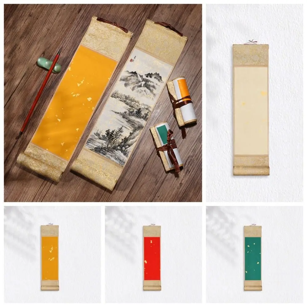 Painting Drawing Paper Gilded Rice Paper Scroll Chinese Style Self-made Gifts Calligraphy Mounting Scroll Handcrafts