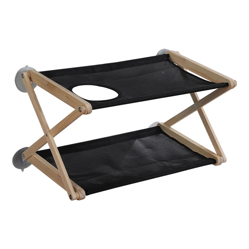 

Solid Wood Grab Board Hammock Suction Cup Window Hanging Bed Foldable Removable Pet Hammock