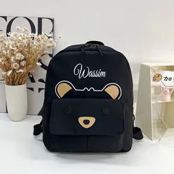 Mochila multifuncional de dibujos animados personalizada para niños con cualquier nombre, bolsa de regalo bordada de Color sólido, gran capacidad para aperitivos de viaje