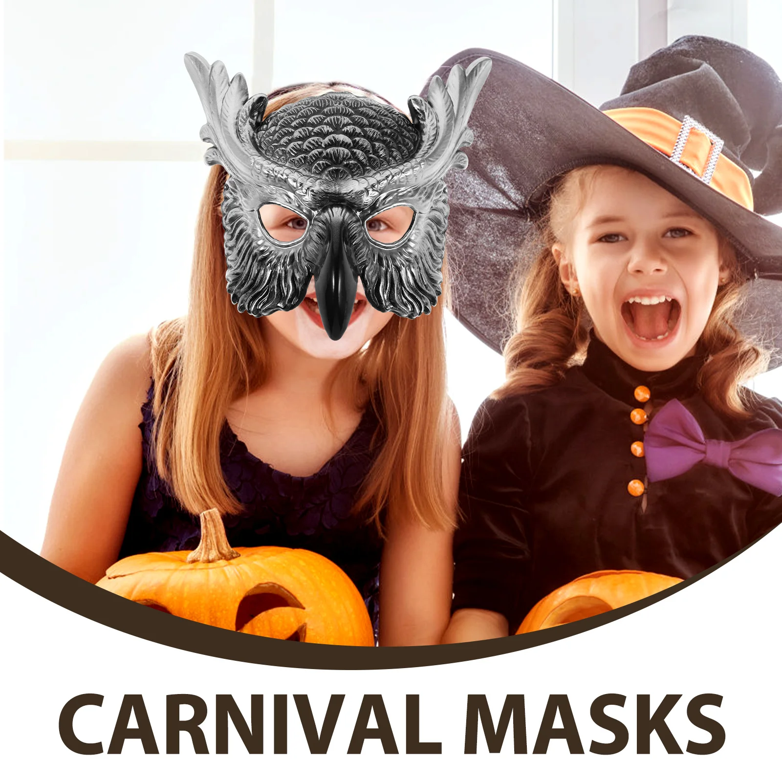 قناع تنكر على شكل بومة بلاستيكي نصف وجه على شكل حيوان إكسسوار لزينة حفلات الهالوين كرنفال