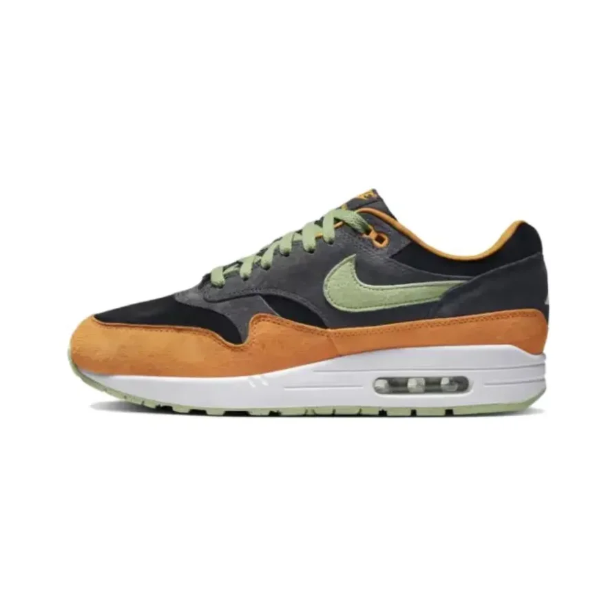 Nike Air Max 1 Men's and Women's Low Top Casual Running Shoes Comfortable Shock Absorbing Sneakers Black Brown Colorway