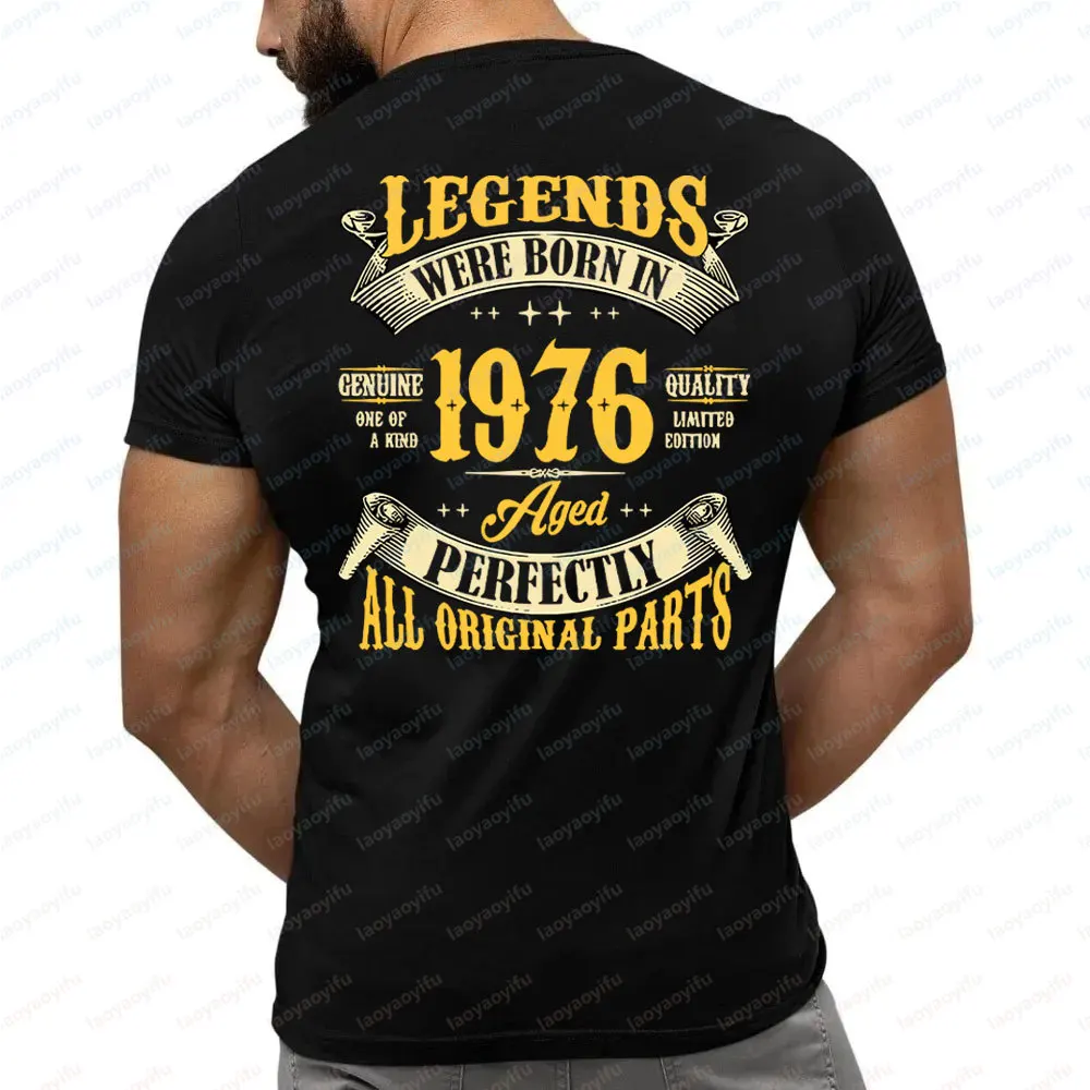 メンズカジュアルTシャツ,50歳の高品質Tシャツ,ヴィンテージ,チェスト,フルバックプリント,1974