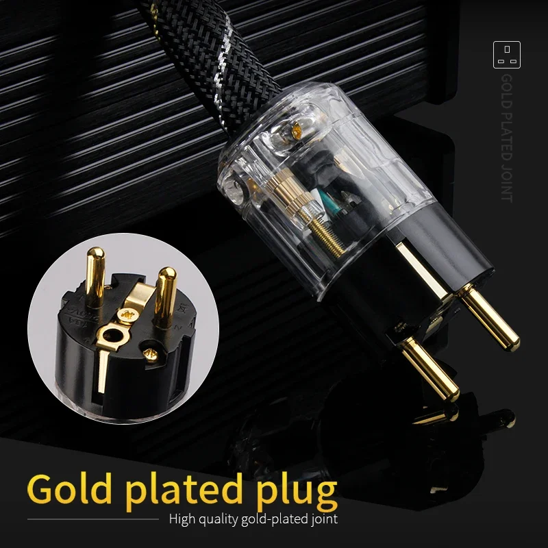 YYAUDIO 하이 엔드 구리 AC 전원 케이블 hifi 오디오 미국/EU 전원 코드 P-029/P-029E 전원 플러그 커넥터가있는 순수 구리 전원 케이블 썸네일 6