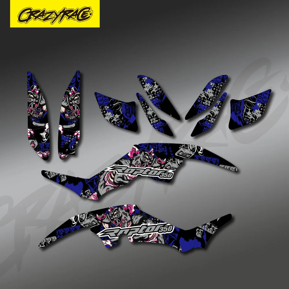 

Наклейки на мотоцикл, графический фон, наклейки, полный набор для Yamaha Raptor 350 ATV YFM 350 Raptor 350, индивидуальный номер