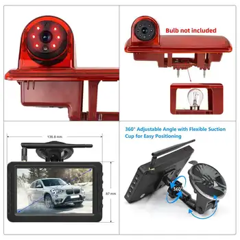 AHD 1080P Bezdrátová couvací kamera do auta s brzdovým světlem a 5palcovým HD monitorem pro Renault Trafic 3 Opel Vivaro (2014) 10 nejlepší prodej Parkovací kamera pro Renault Scenic 3 - №7