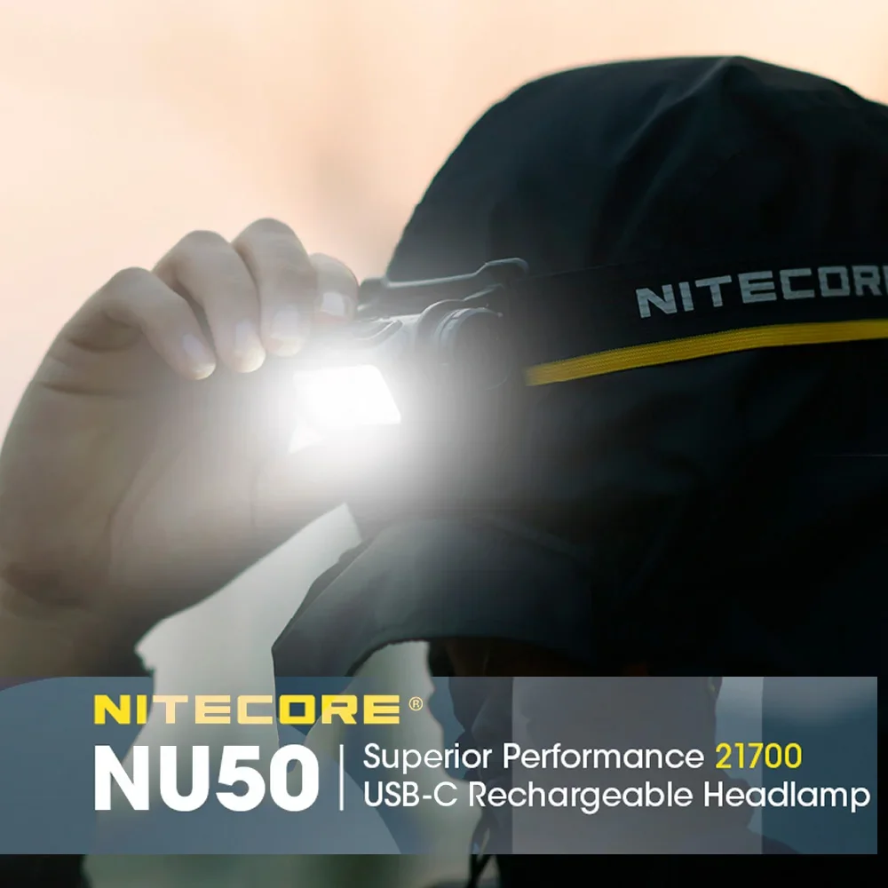 New NITECORE NU50 3xLED Rechargeable Headlamp 1400 Lumens Triple Output Lightweight Headlight Flashlight Outdoor Running Cycling