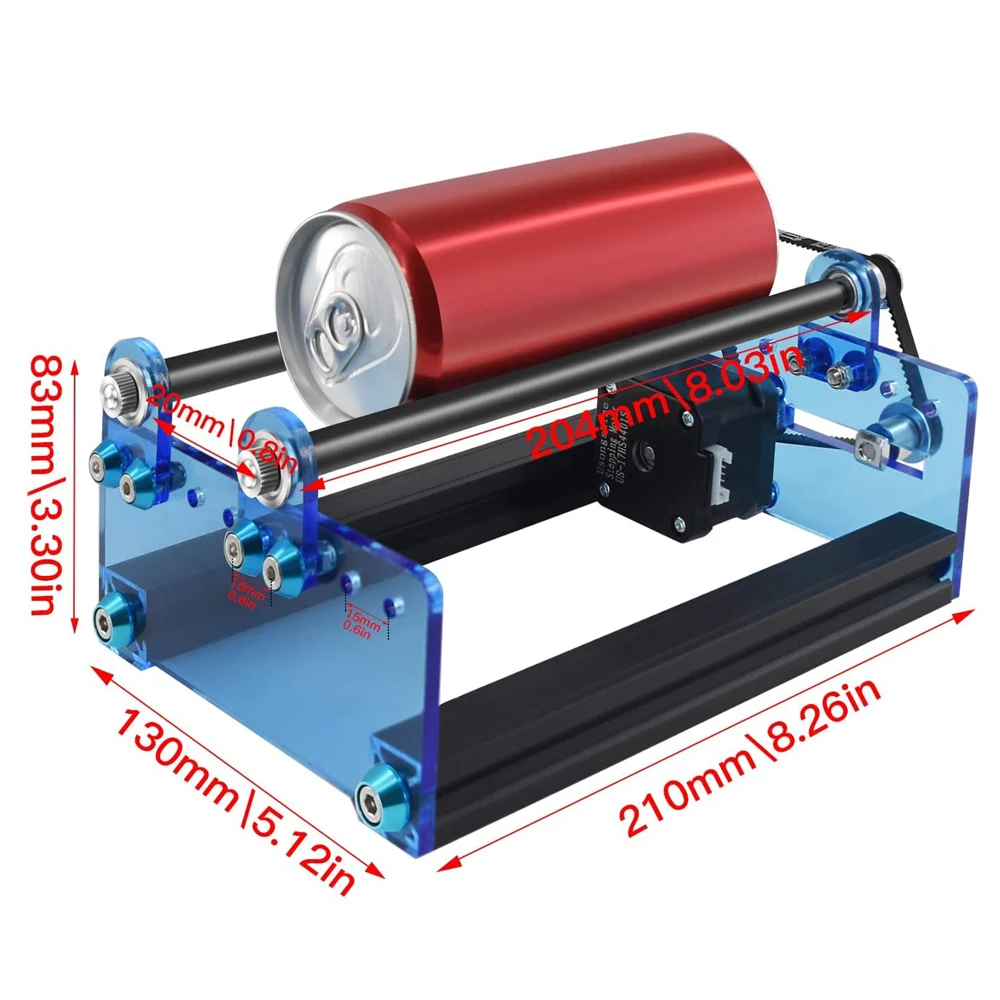 TWOTREES Laser Engraving machine Y-axis Rotary Roller Engraving Module for Engraving Cylindrical Objects Cans 360° rotating