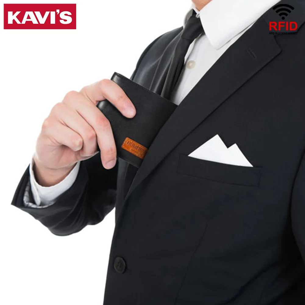 Men Airtag Holder Wallet Genuine Leather RFID Blocking Cards Holder Wallets Minimalist Male Front Pocket with ID Window