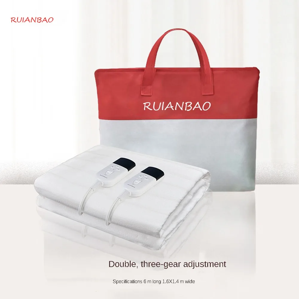 RUIANBAO Heated Blanket Electric Blanket Timer Heated Pad Queen 160*140cm 220V Dual Control Thermal Mattress Heated Bed Warmer