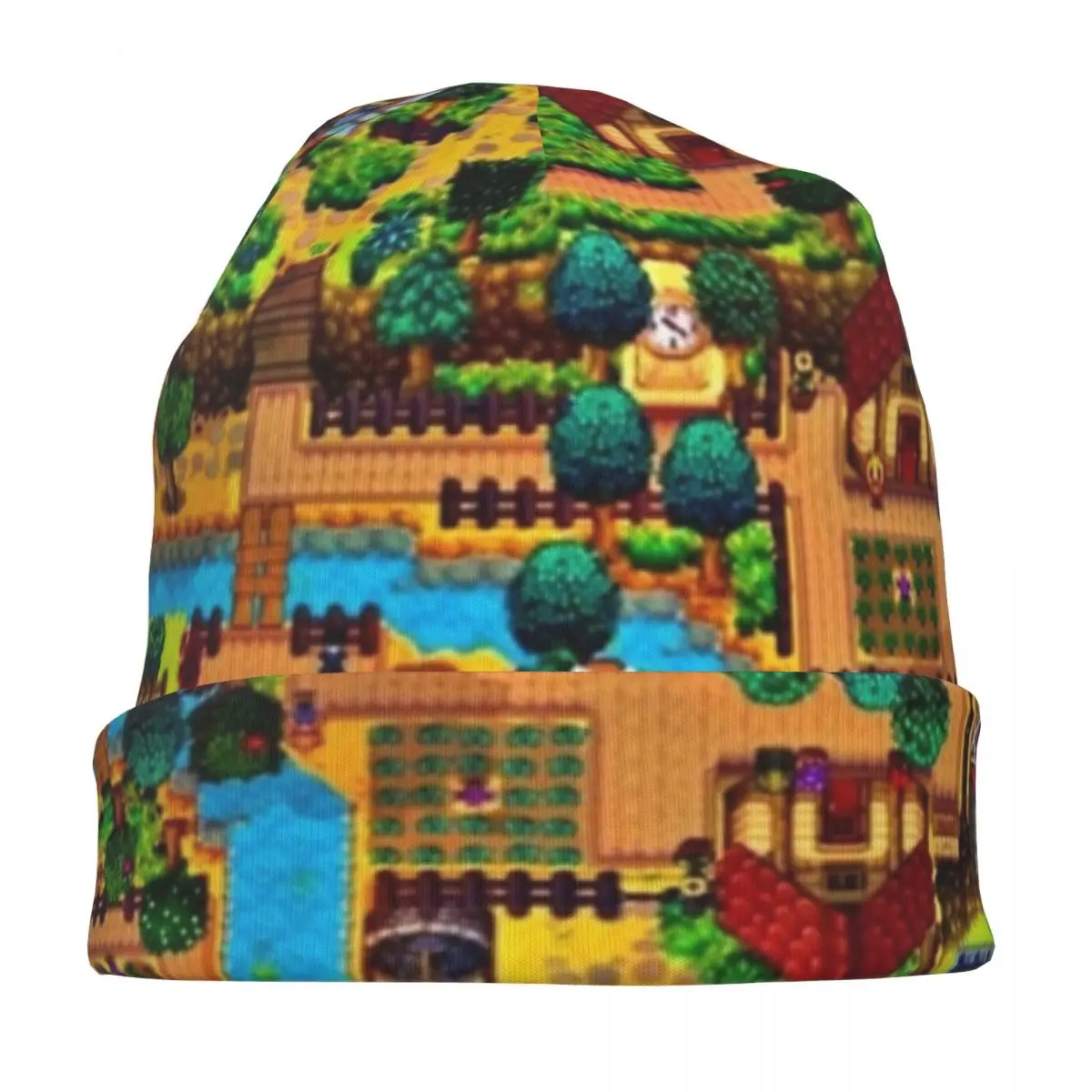 Stardew Valley Map Cap Farming RPG Game عادية الخريف الشتاء الشارع Skullies قبعة صغيرة الربيع الدافئة الحرارية مطاطا بونيه القبعات #3