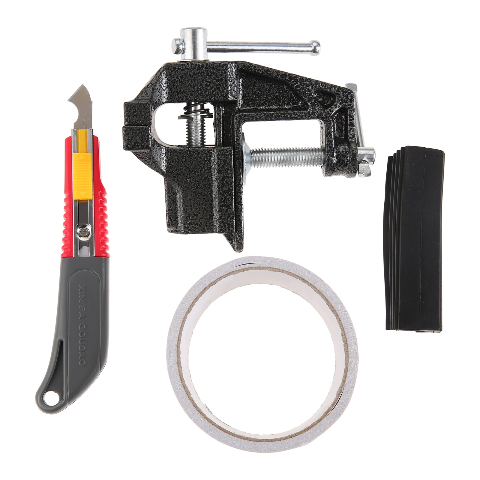 4pcs/Set Golf Grip Replacement Tool Bench Vise Rubber Clamp Double-Sided Grip Tape Removal Hook Knife For Golf Club Grip Repair