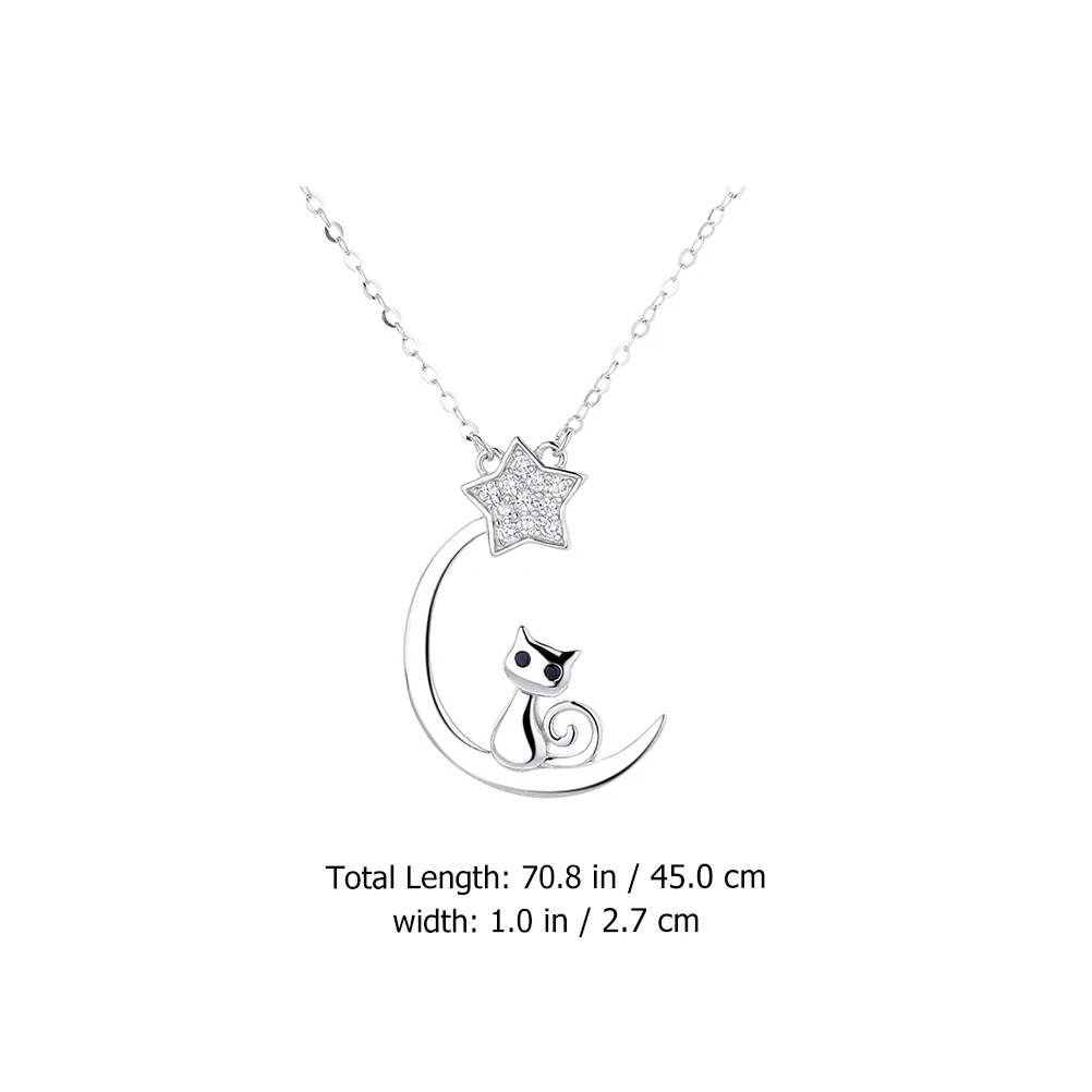 

Star Moon Necklace Jewelry Sterling Silver Clavicle Cute Pendant 925 Chain Animal Miss