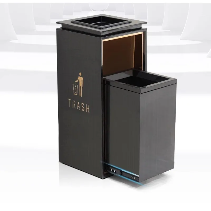 

Hotel lobby trash can vertical special hotel with ashtray elevator port stainless steel Suitable for interior decoration
