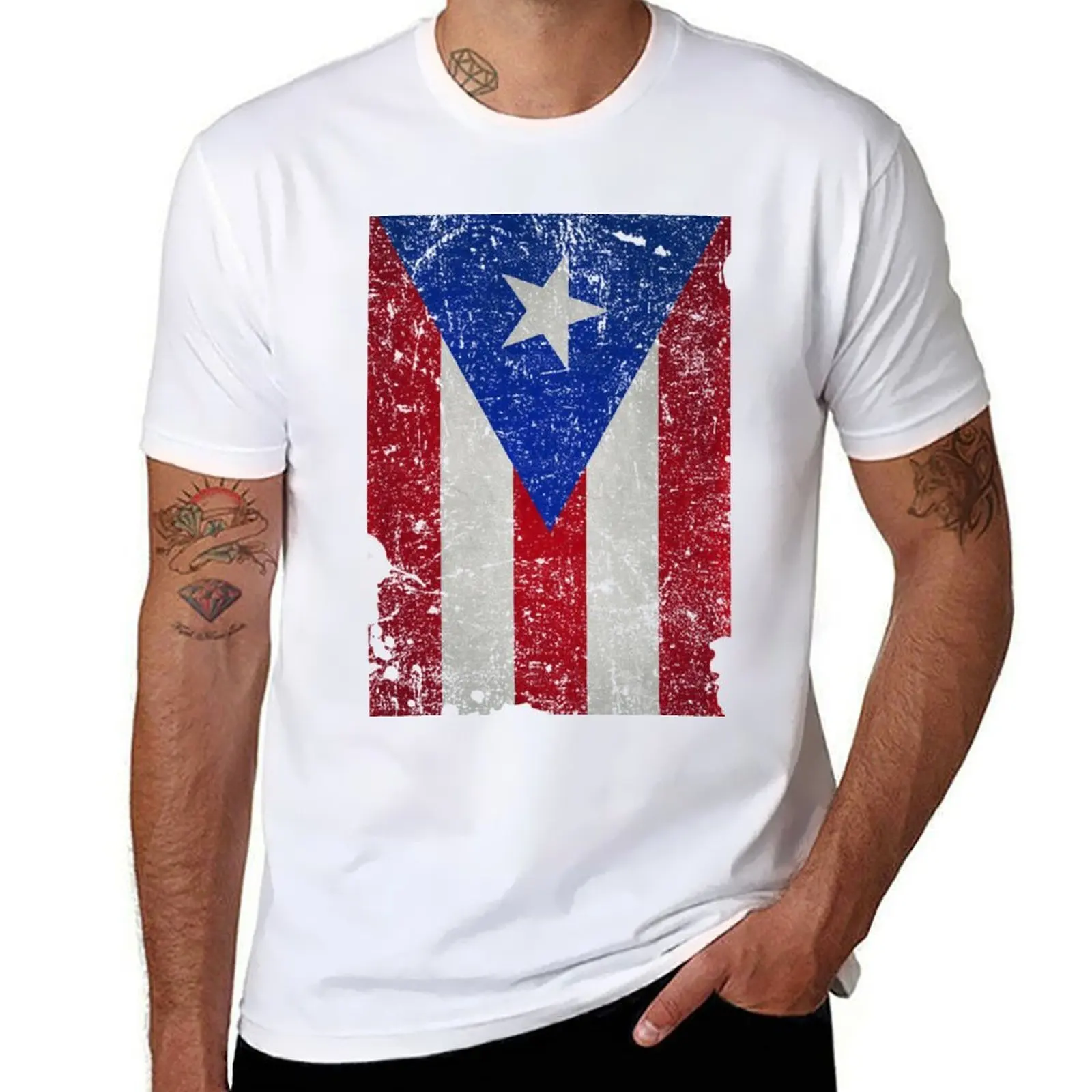 

Puerto rico flag Distressed T-Shirt anime t shirts oversize cotton t shirt man T-Shirt