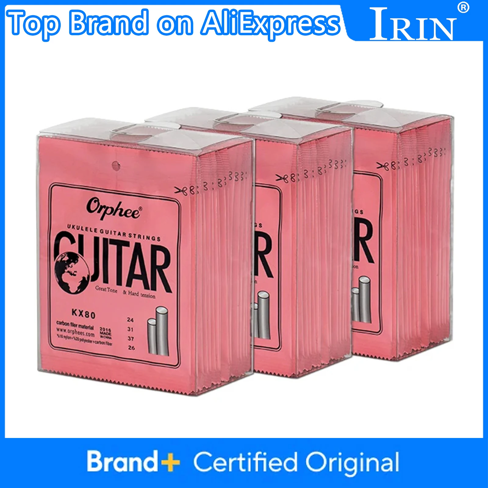 Orphee KX80 Ukulele Strings Nylon Mix Soft Touch Bright Sounding 4 Strings Ukulele Guitar String Guitar Parts & Accessory